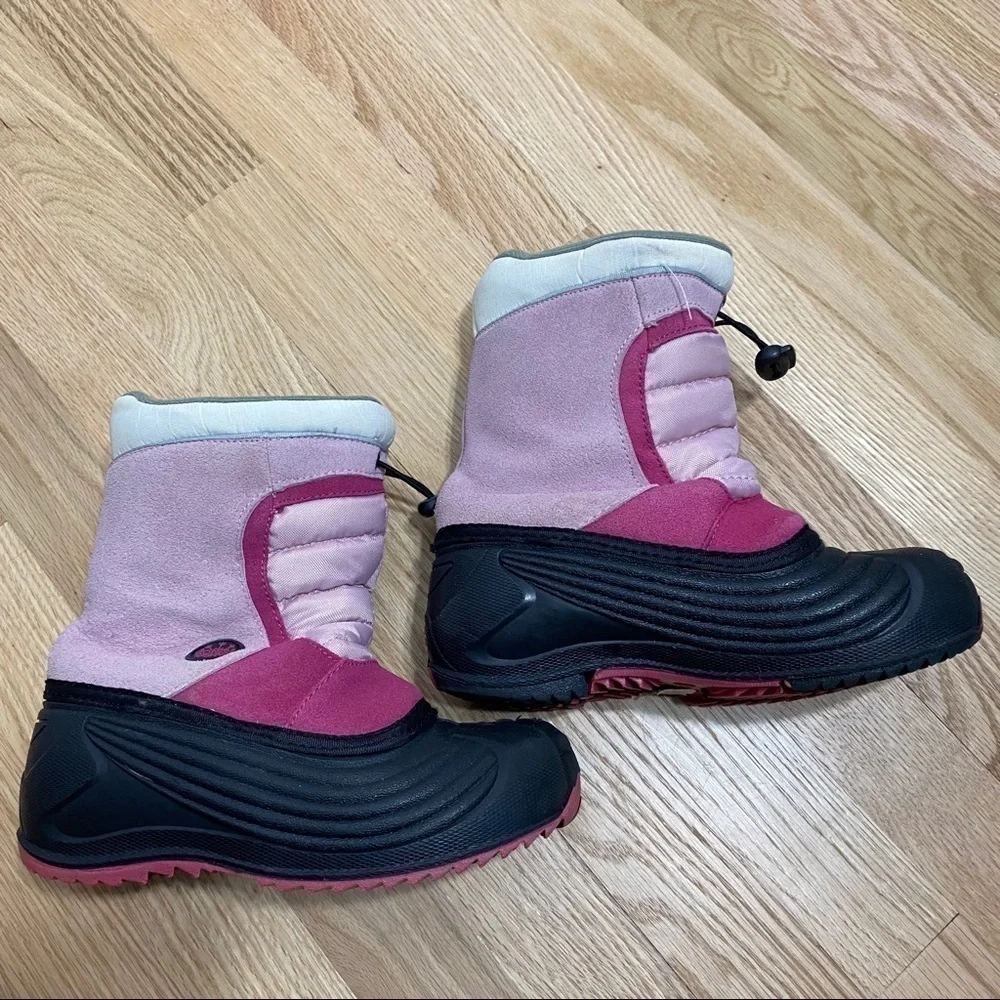 Totes Winter Snow Boots Sz 2 Pink Black Girls Kids